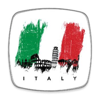 Italienisches Stadtbild Brush Flagge - Viereckiger Kühlschrankmagnet - Weiß - Vorne