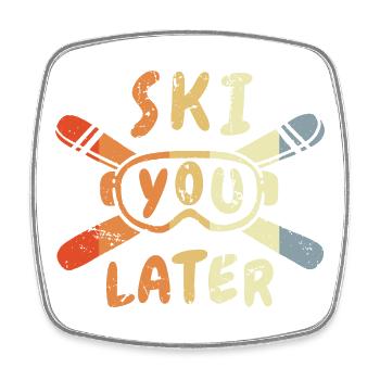 Blague sur le skieur - Magnet carré - blanc - Devant