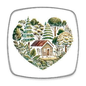naturverbunden Leben mit einem Tiny House im Wald - Viereckiger Kühlschrankmagnet - Weiß - Vorne