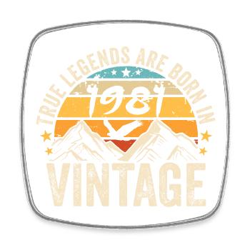 Jahrgang 1981. Jahrgang 1981. Geburtstagsgeschenk - Viereckiger Kühlschrankmagnet - Weiß - Vorne