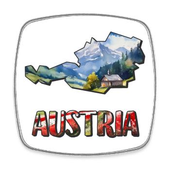 Aquarell Landkarte Österreich - Viereckiger Kühlschrankmagnet - Weiß - Vorne