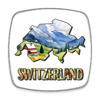 Aquarell Landkarte Schweiz - Viereckiger Kühlschrankmagnet - Weiß - Vorne