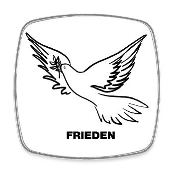 Frieden / Allure / Paix - Colombe de la Paix - Magnet carré - blanc - Devant