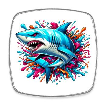 Requin - Magnet carré - blanc - Devant