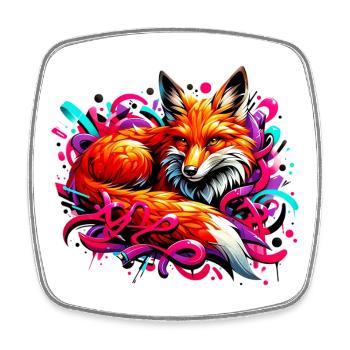 Renard - Magnet carré - blanc - Devant