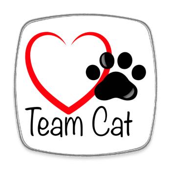 Team Cat mit Herz - Viereckiger Kühlschrankmagnet - Weiß - Vorne