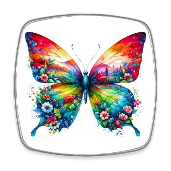 Papillon - Magnet carré - blanc - Devant