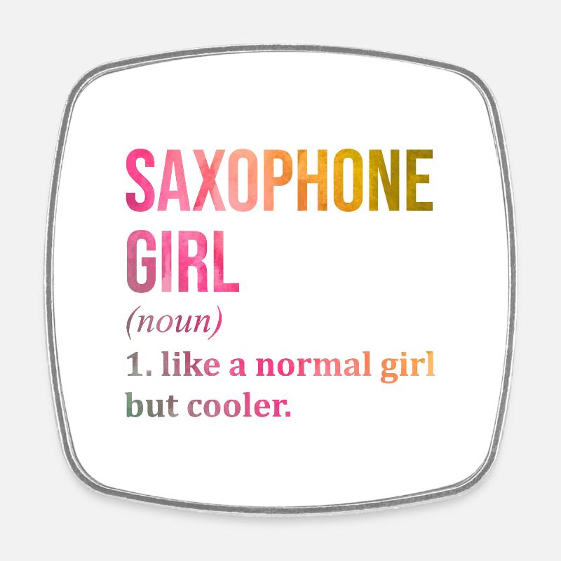 saxophone - Magnet carré - blanc