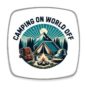 Camping auf der Welt aus - Viereckiger Kühlschrankmagnet - Weiß - Vorne