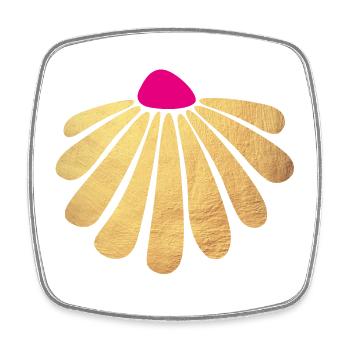 Gold Blume Yoga Deko Pink Frühling - Viereckiger Kühlschrankmagnet - Weiß - Vorne