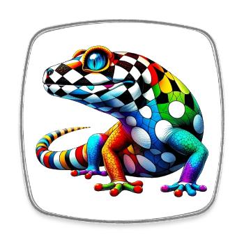 Gecko - Magnet carré - blanc - Devant