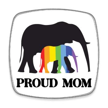 LGBTQ Pride Month - Proud Mom - Square fridge magnet - white - Front