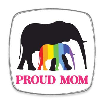 LGBTQ Pride Month - Proud Mom - Square fridge magnet - white - Front