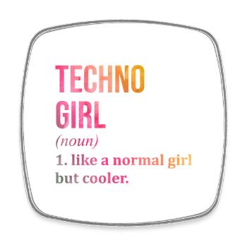 techno - Magnet carré - blanc - Devant