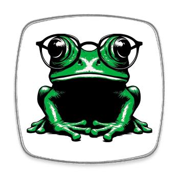 Frosch mit Brille - Viereckiger Kühlschrankmagnet - Weiß - Vorne