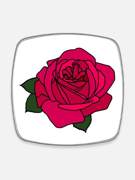 Pink Rose - Square fridge magnet - white
