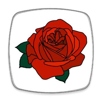 Rose rouge - Magnet carré - blanc - Devant