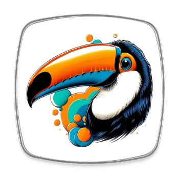 Toucan - Magnet carré - blanc - Devant