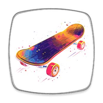 Skateboard Illustration - Viereckiger Kühlschrankmagnet - Weiß - Vorne