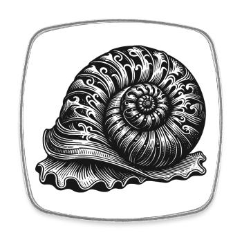 ornate ornamental snail in black and white - Square fridge magnet - white - Front