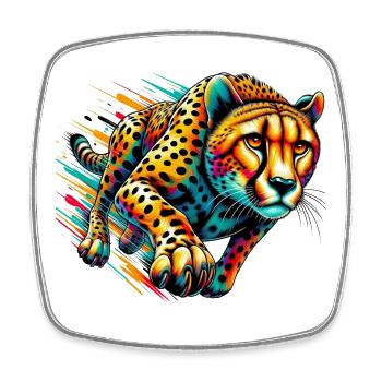 Cheetah - Square fridge magnet - white - Front