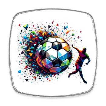 dynamic soccer player playing soccer - Square fridge magnet - white - Front
