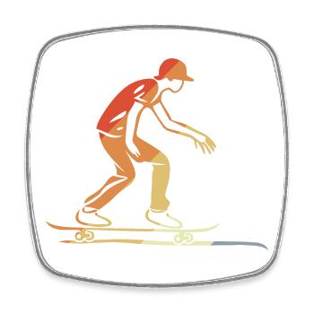 Skateboarder Graphic Retro - Square fridge magnet - white - Front
