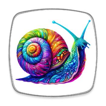 Schnecke - Viereckiger Kühlschrankmagnet - Weiß - Vorne