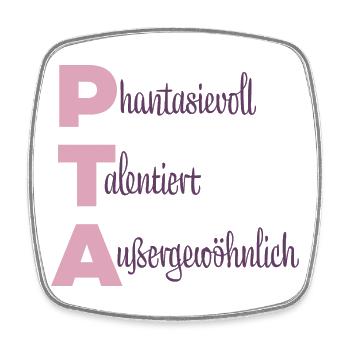 PTA | Phantasievoll Talentiert Außergewöhnlich - Viereckiger Kühlschrankmagnet - Weiß - Vorne