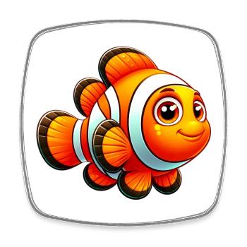 Poisson-clown - Magnet carré - blanc - Devant