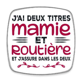 Deux Titres Mamie Routière Camionneuse Mémé Cadeau - Magnet carré - blanc - Devant