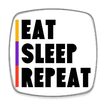 Eat - Sleep - Repeat - Viereckiger Kühlschrankmagnet - Weiß - Vorne