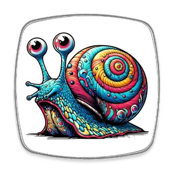 Schnecke - Viereckiger Kühlschrankmagnet - Weiß - Vorne