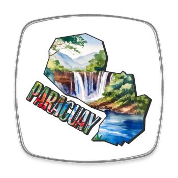 Watercolor Map Paraguay - Square fridge magnet - white - Front