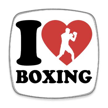 I Love Boxing - Herz - Hobby - Viereckiger Kühlschrankmagnet - Weiß - Vorne