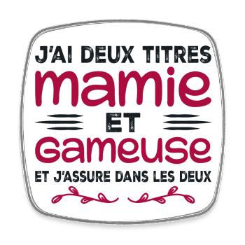 Zwei Titel Granny Gameuse | Geek | Großmutter - Viereckiger Kühlschrankmagnet - Weiß - Vorne