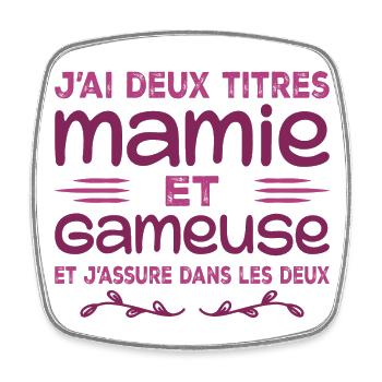 Zwei Titel Granny Gameuse | Geek | Großmutter - Viereckiger Kühlschrankmagnet - Weiß - Vorne