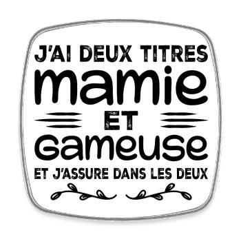 Zwei Titel Granny Gameuse | Geek | Großmutter - Viereckiger Kühlschrankmagnet - Weiß - Vorne