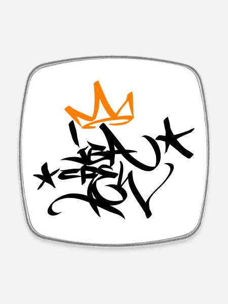 Graffiti Tag Bachelor Party Crew King 02 2C - Square fridge magnet - white