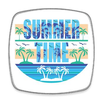 Summer Time - Viereckiger Kühlschrankmagnet - Weiß - Vorne