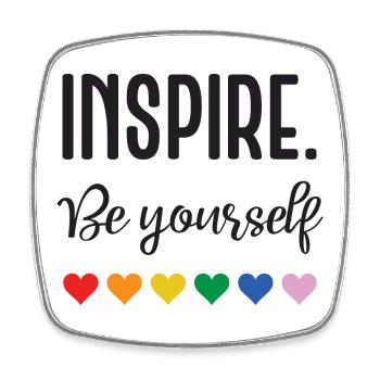 Mois de la fierté LGBT - Inspire. Soyez vous-même - Magnet carré - blanc - Devant
