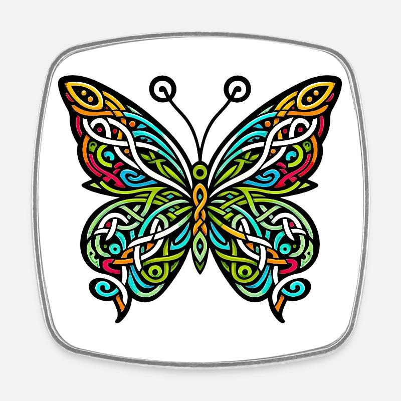 Papillon - Magnet carré - blanc