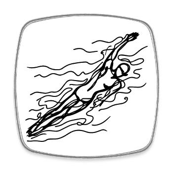 Schwimmer Skizze - Viereckiger Kühlschrankmagnet - Weiß - Vorne