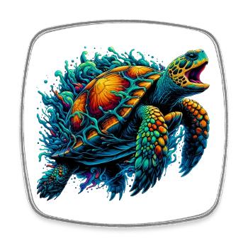 Turtle - Square fridge magnet - white - Front