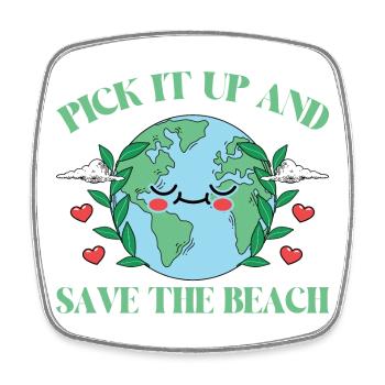 Bathing beach & sea plastic-free against pollution - Square fridge magnet - white - Front