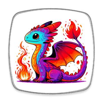 Dragon - Magnet carré - blanc - Devant
