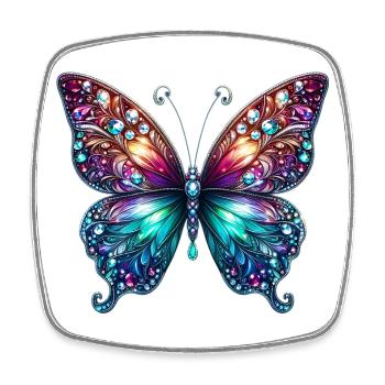 Butterfly Diamond Diamonds Crystals Crystal - Square fridge magnet - white - Front