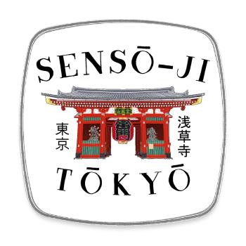 Tokyo, Asakusa, Senso-ji Temple, Japan Drawing - Square fridge magnet - white - Front