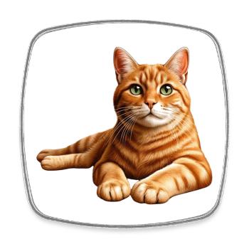Portrait réaliste de chat tigré orange - Magnet carré - blanc - Devant