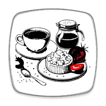 Breakfast cottage cheese - Square fridge magnet - white - Front